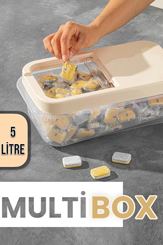 5 Liter Multibox Storage Container Box Sliding Lid - Beige Fma007641