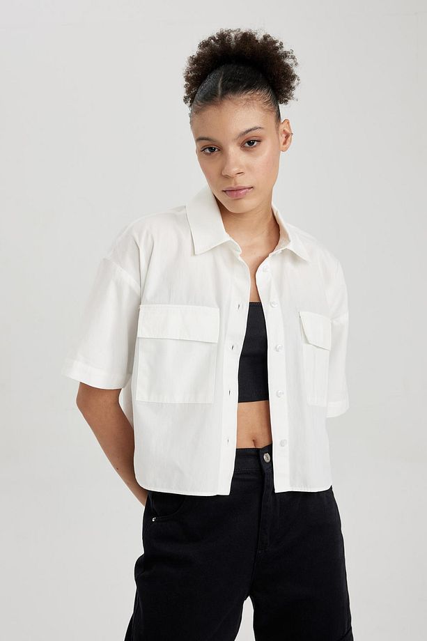 Coool Oversize Fit Kısa Kollu %100 Pamuk Gömlek X9682az23sm - 6