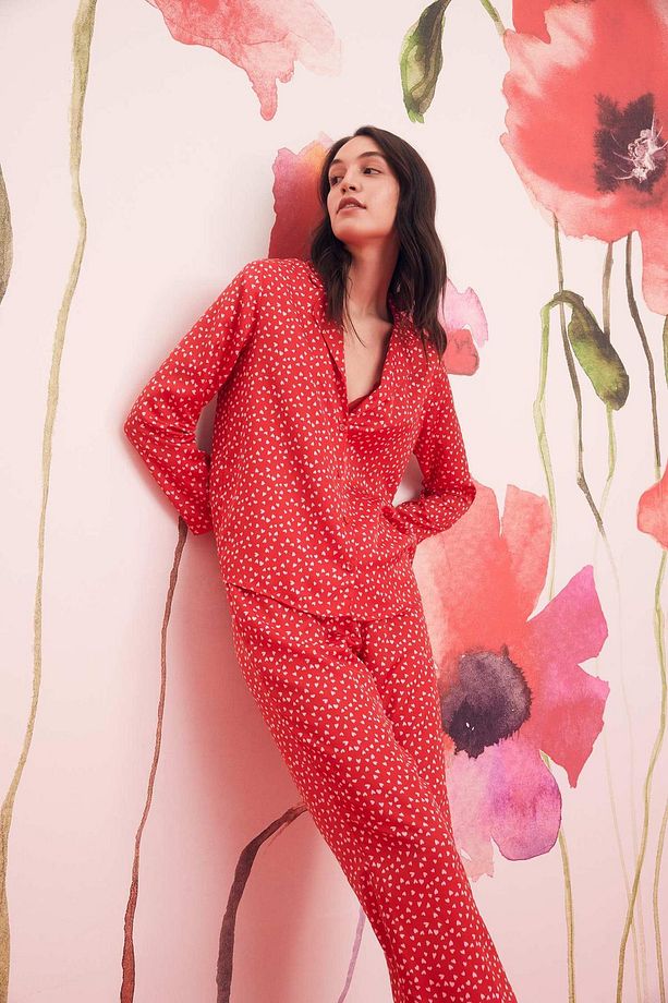 Fall In Love Regular Fit Pijama Yaka Kalp Desenli Pijama Üstü Z5321az23sp - 2