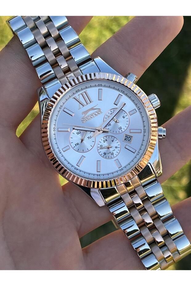 Çelik Kordon Multi Fonksiyon 5 Atm Su Geçirmez Kol Saati+Bileklik ESL.09.1946.2.01 - 5