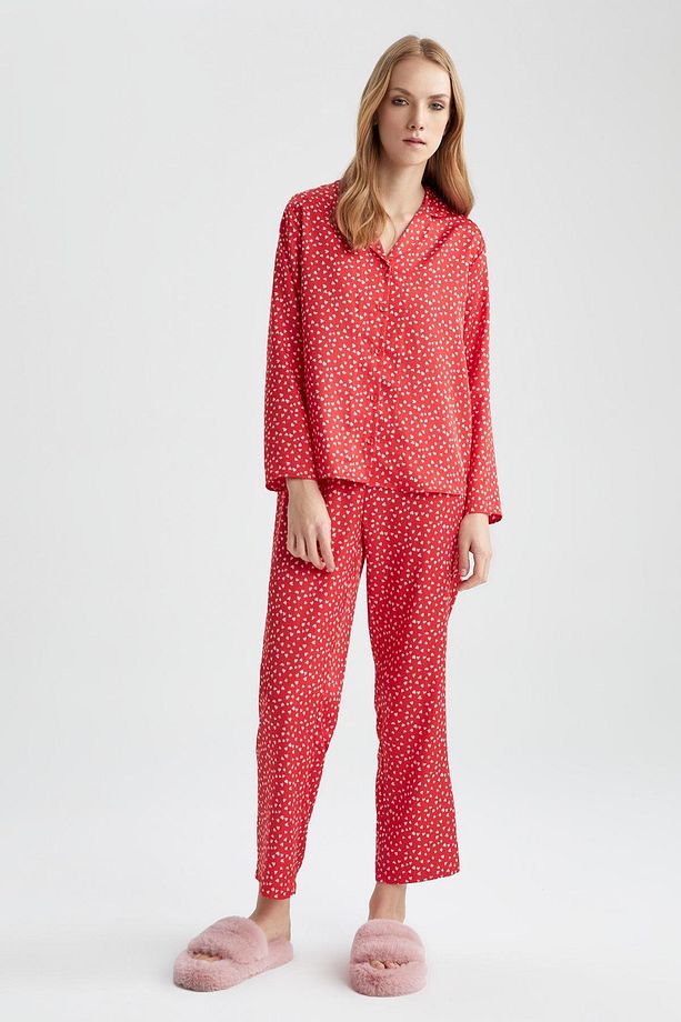 Fall In Love Regular Fit Pijama Yaka Kalp Desenli Pijama Üstü Z5321az23sp - 7