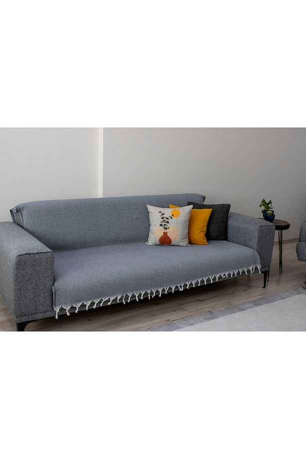 170 X 200 Cm Çift Yönlü, Saçaklı Koltuk Örtüsü, Kanepe Örtüsü, Pamuklu Çekyat Örtüsü - 2
