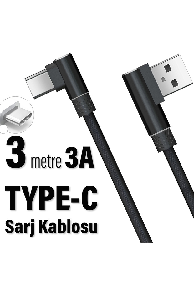 3 Metre Oyuncu Şarj Kablosu Type-C 3A 3m USB - TYPE C - 1
