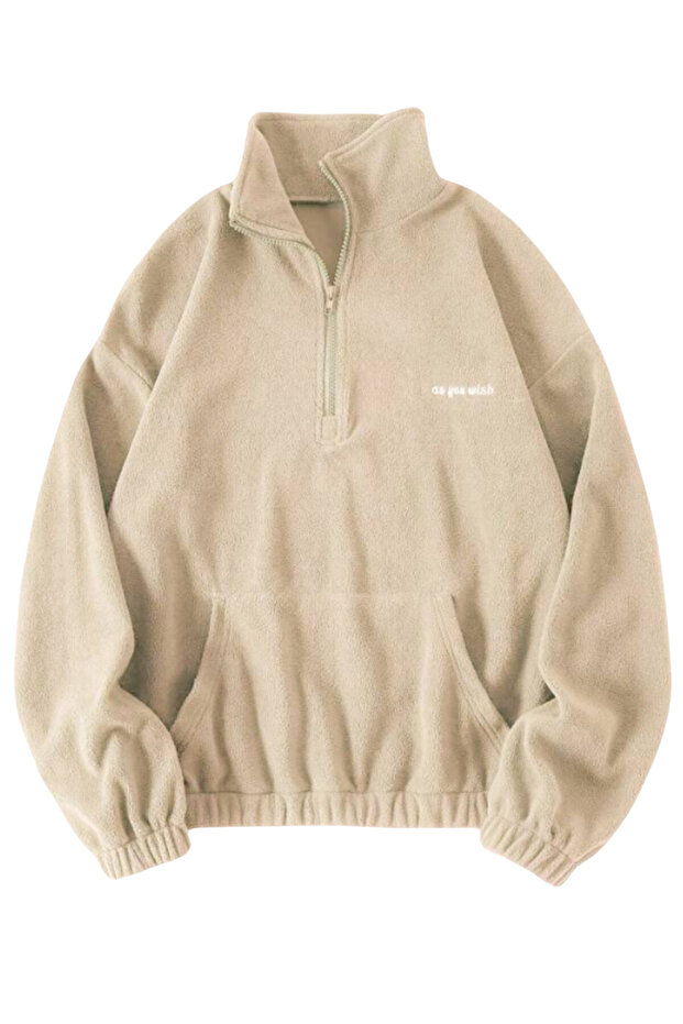 Ghassy Co. Women's Kangaroo Pocket Zippered Fleece Sweatshirt