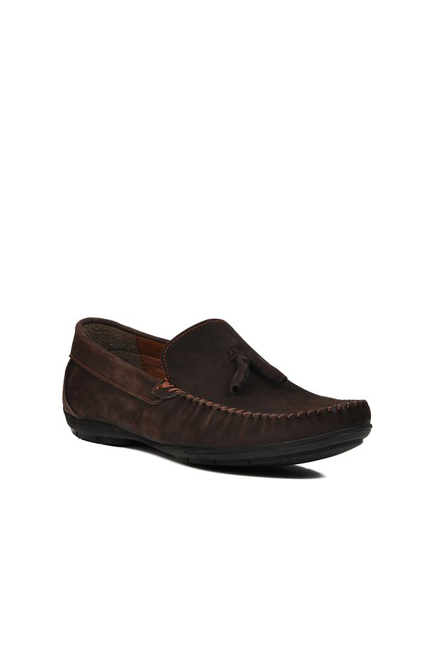 D7218 Kahve Nubuk Hakiki Deri Erkek Loafer Ayakkabı - 3