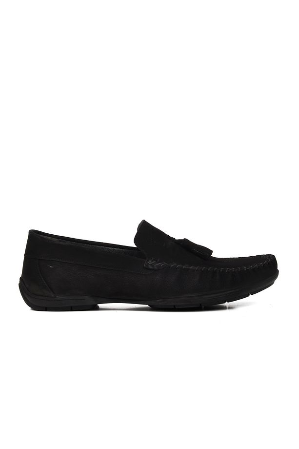 D7218 Siyah Nubuk Hakiki Deri Erkek Loafer Ayakkabı - 1