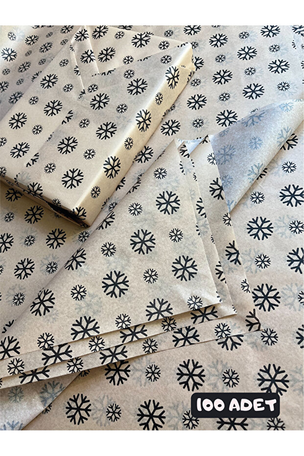Snowflake Patterned Pelur Paper, New Year's Gift Wrap, Pelur Paper, New Year Packaging 100 Pieces