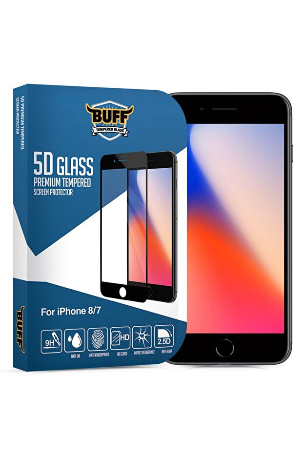 Buff Iphone 8/7 5d Glass Screen Protector Black - 1