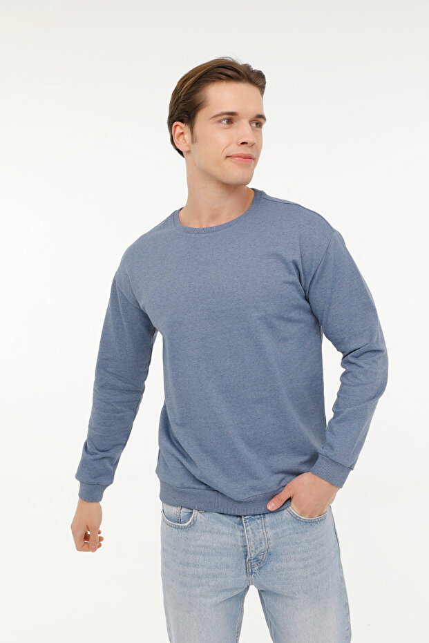 MR RJN90 BSC C SW 4FX A INDIGO Erkek Sweatshirt - 1