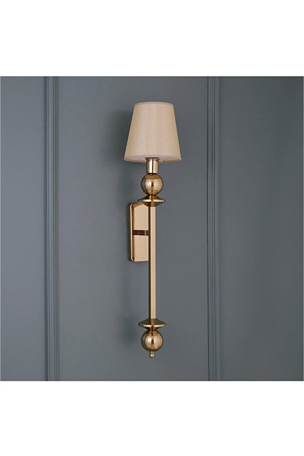 Firenze Modern Bal Rengi Aplik Kumaş Başlık Şık Pilli Duvar Apliği - 1