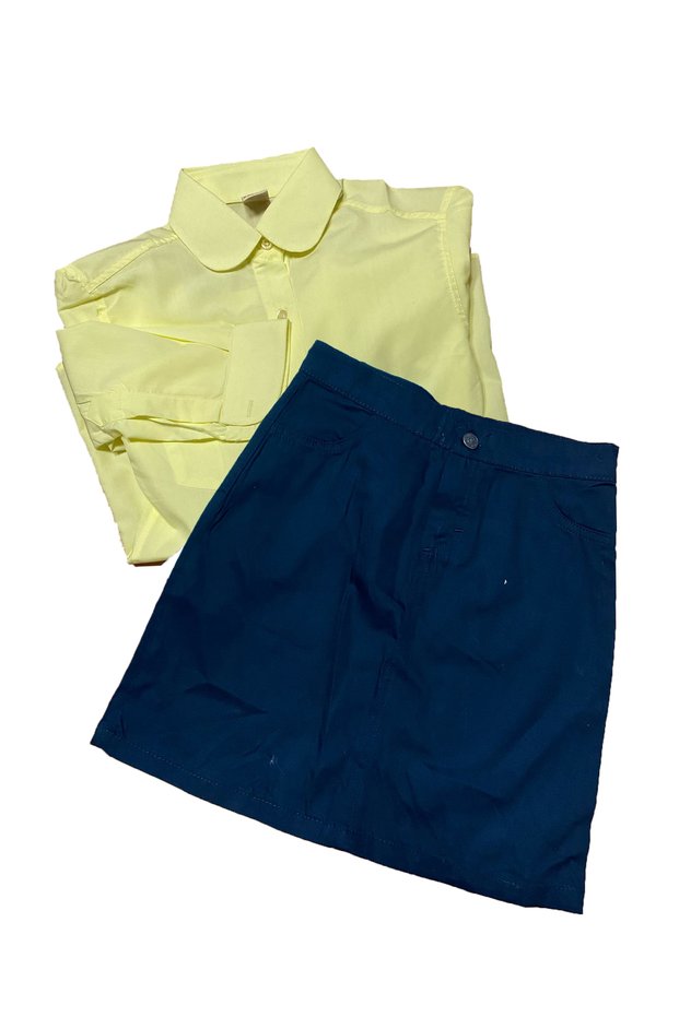 Girl's April 23 29 October Performance Clothes Yellow Shirt - Linen Skirt