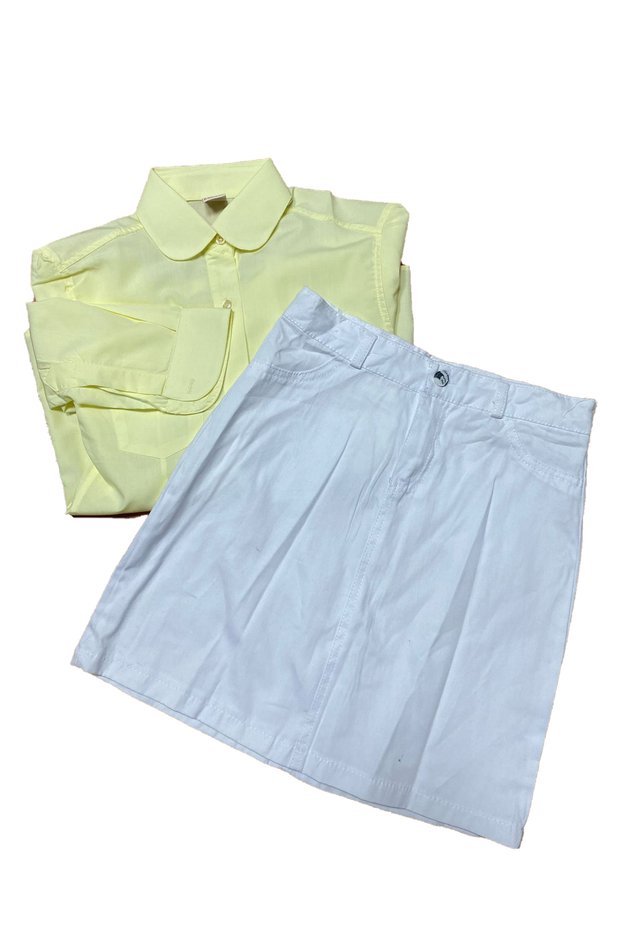 Girl's April 23 29 October Performance Clothes Yellow Shirt - Linen Skirt