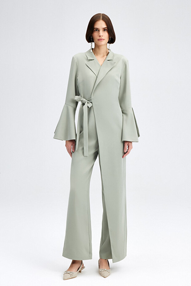 WAIST TIE JACKET LOOKING JUMPSUIT