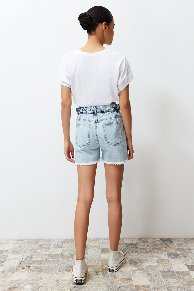 Açık Mavi Beli Lastikli Denim Şort TWOSS24SR00057 - 6