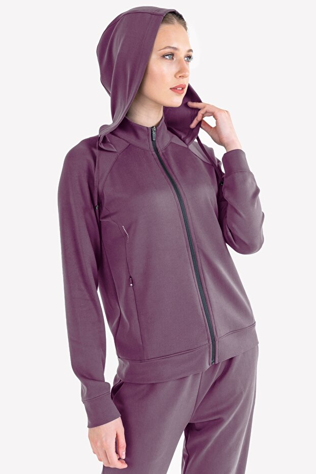 Kadın Fermuarlı Kapüşonlu Sweatshirt 23n-2109 - 4