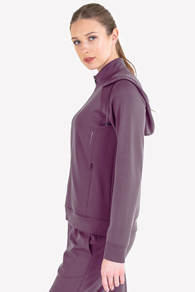 Kadın Fermuarlı Kapüşonlu Sweatshirt 23n-2109 - 3