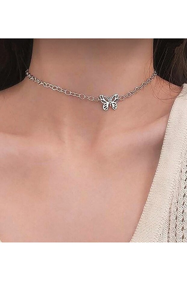 Choker necklace with butterfly detail