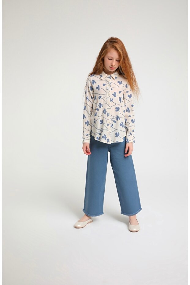 girl's soft texture embroidery shirt
