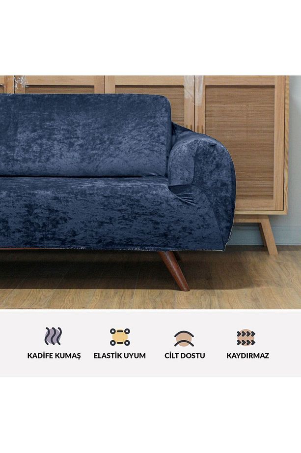 Kadife tekli koltuk örtüsü Lastikli Kanepe Örtüsü |  Koltuk Kılıfı Tekli Koltuk  Örtüsü - 3
