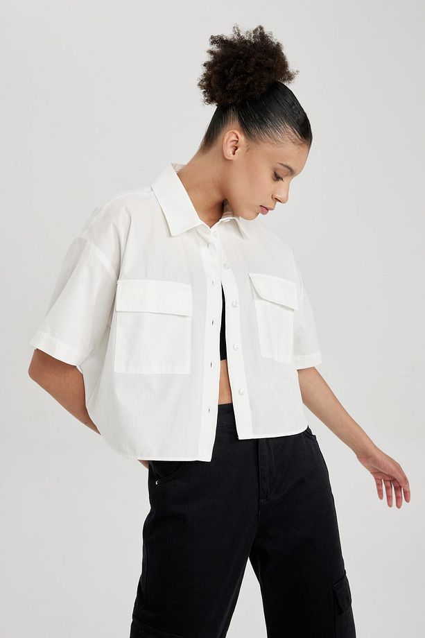 Coool Oversize Fit Kısa Kollu %100 Pamuk Gömlek X9682az23sm - 7