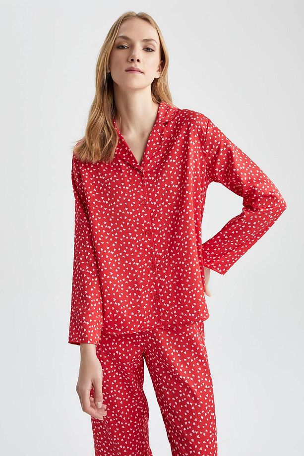 Fall In Love Regular Fit Pijama Yaka Kalp Desenli Pijama Üstü Z5321az23sp - 6