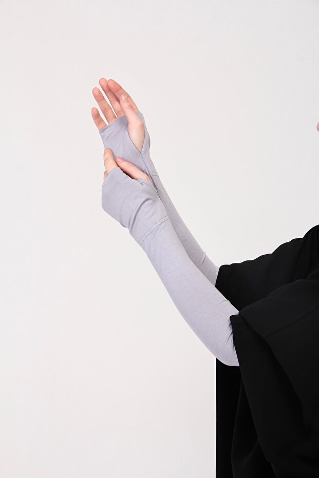 Finger Snap 45cm Lycra Combed Cotton Sleeve 1 Pair Gray