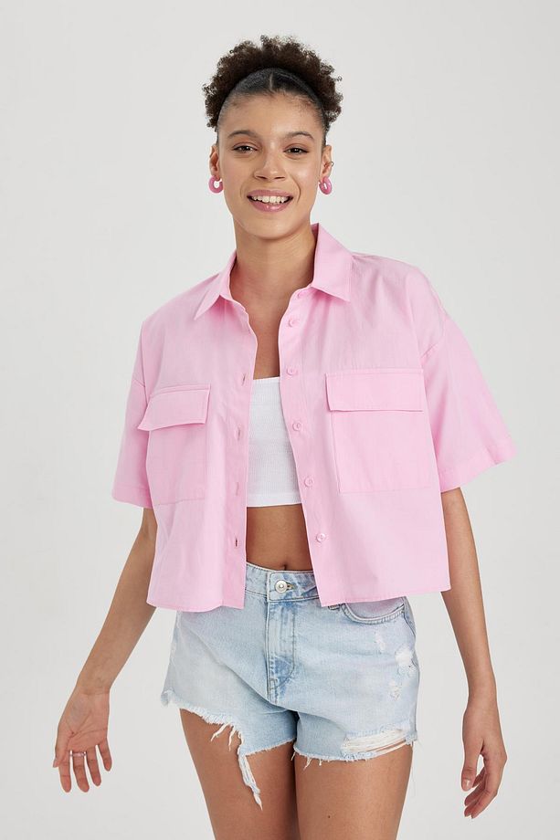 Coool Oversize Fit Kısa Kollu 100 Pamuk Gömlek X9682az23sm - 5