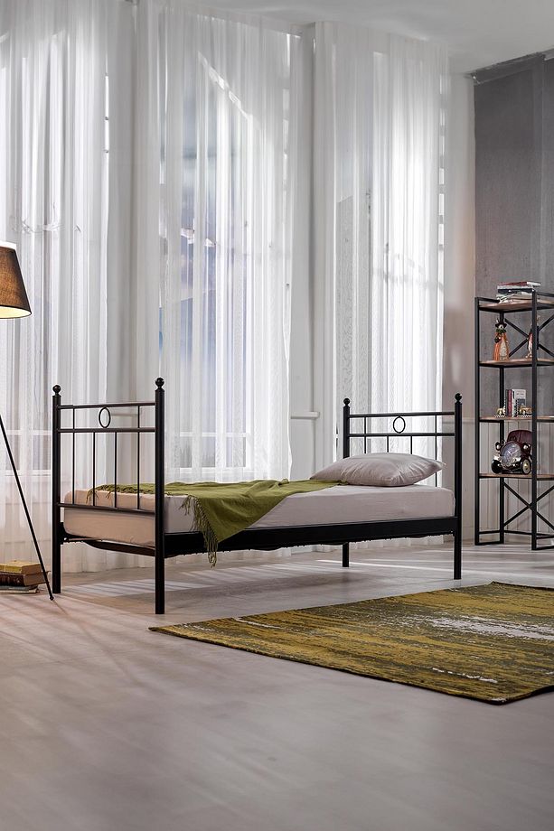 Alpas Metal Sofa Sedir 90x200 Siyah (AHŞAP LATALI) - 6