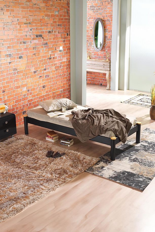 Lulis Tek Kişilik Ferforje Metal Karyola 90x200 Siyah (AHŞAP LATALI) - 2