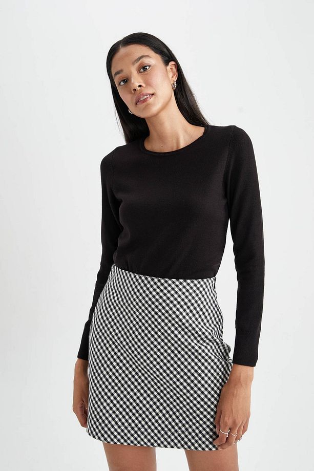 Regular Fit Bisiklet Yaka Yumuşak Dokulu Basic Düz Triko Kazak F7091az23wn - 1