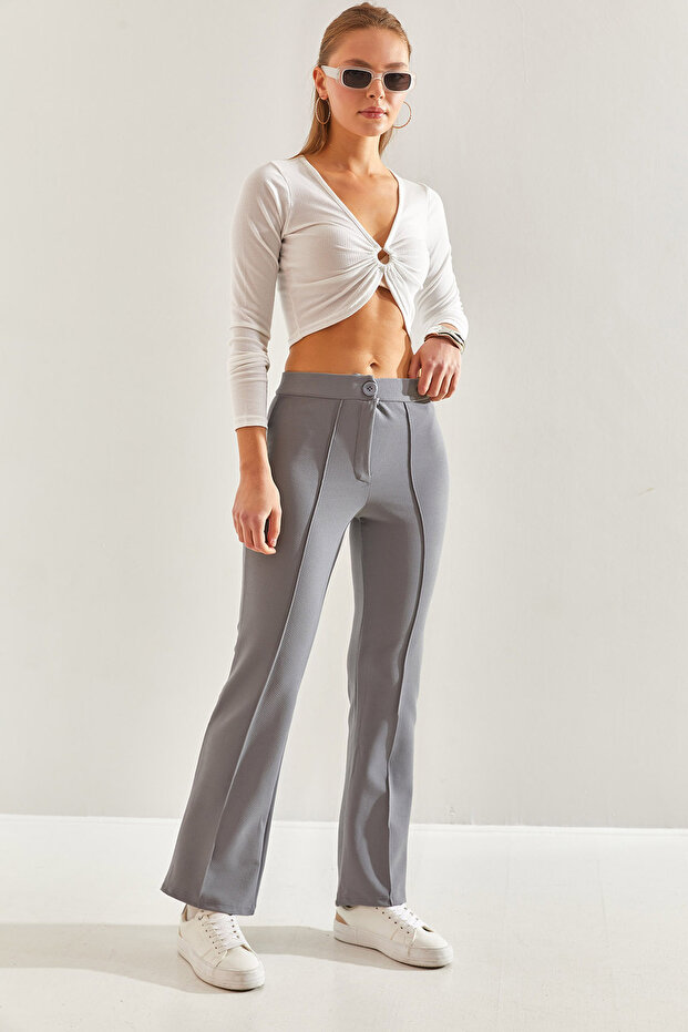 Women's Anthracite Green Palazzo Trousers 60111014