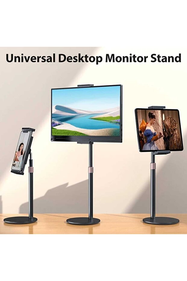 Metal, Height and Angle Adjustable Desktop Phone and Tablet Holder Portable Tablet, Phone Stand
