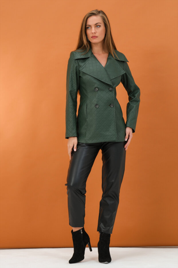 Düğmeli Deri Mont - 2