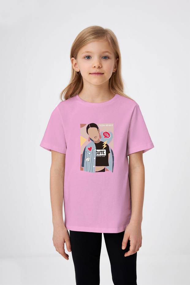 Cute Printed Young Girl Patterned Girl's T-Shirt