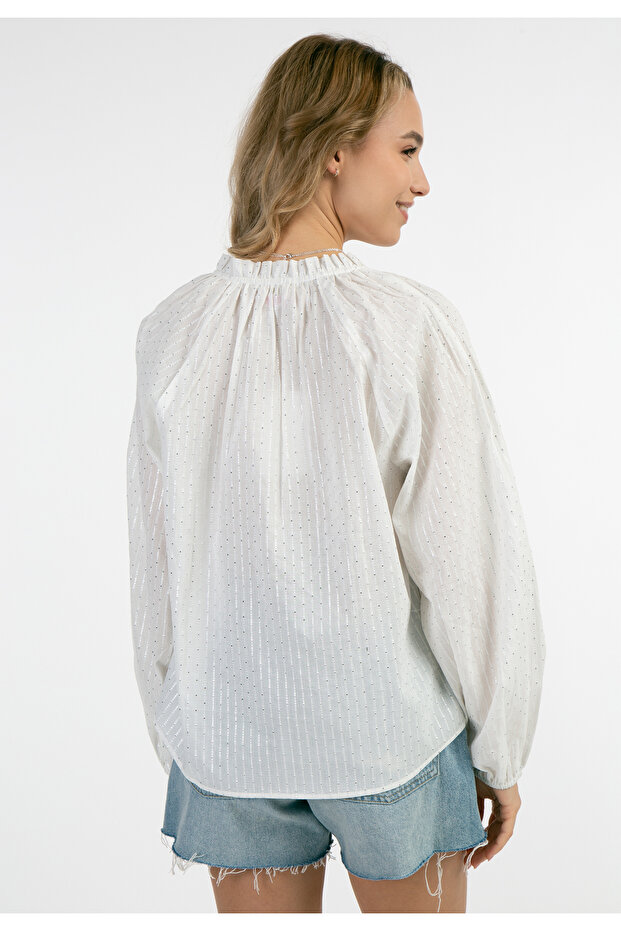 Baumwollbluse mit Metallicgarn - 4