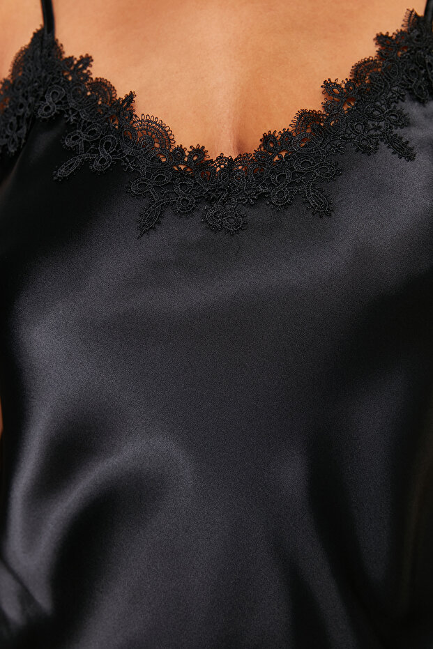 Fekete csipke szatén szőtt hálóing TBBSS24CH00016 - 5
