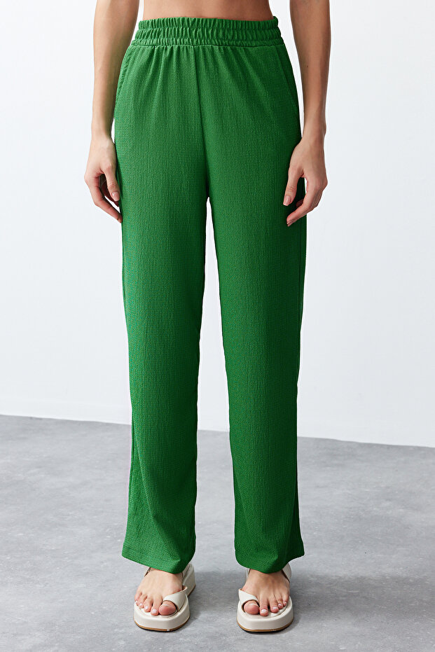 Yeşil Relaxed/Rahat Kesim Örme Kimona Pantolon Alt-Üst Takım TWOSS24AU00091 - 5