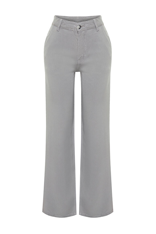 More Sustainable Gri %100 Tencel™ Düşük Bel Wide Leg Jeans TWOSS23JE00219 - 7
