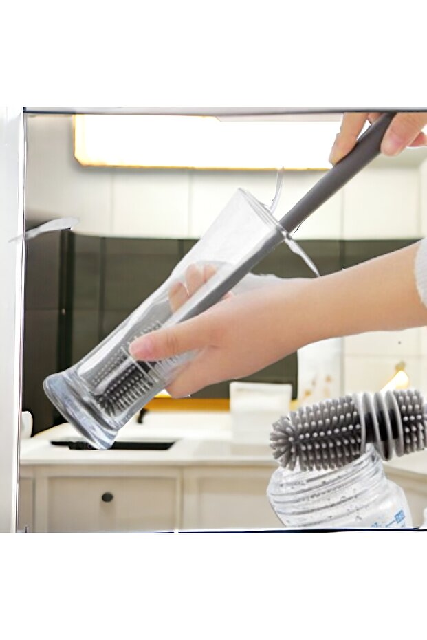 Silicone Long Handle Kitchen Cleaning Baby Bottle Jar Washing Cup Bottle Cleaning Brush