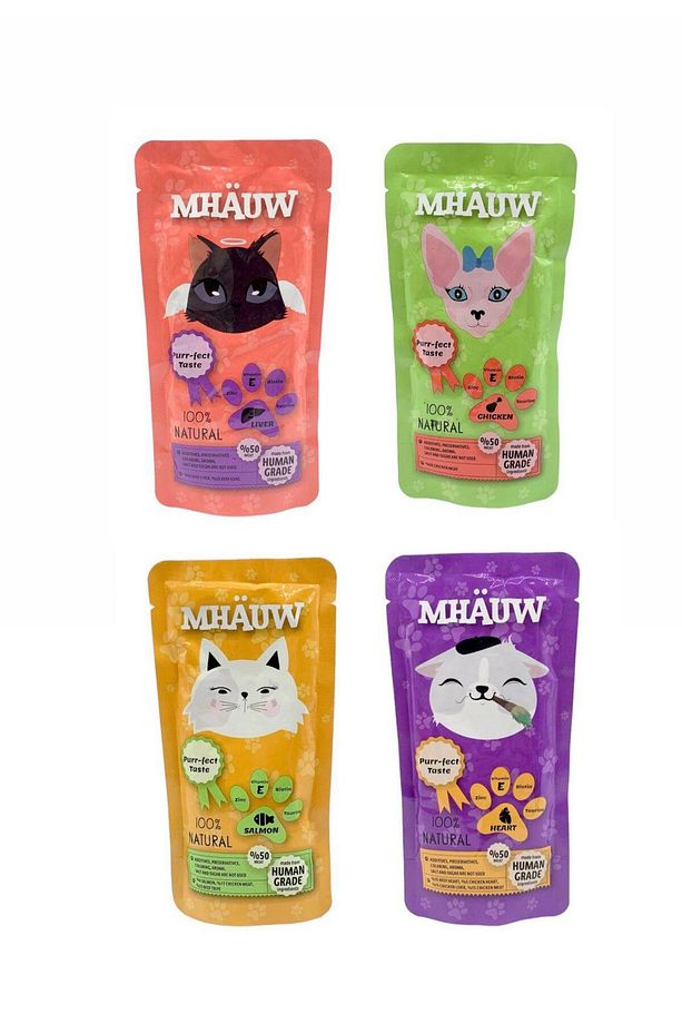 4 Farklı Lezzette Mhauw Kedi Çorbası 80 Gr (Tavuk/Somon/Ciğer/Yürek) - 1