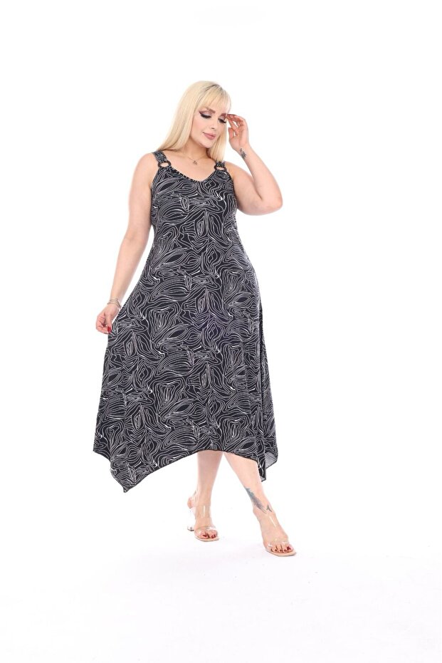 Summer Strap Combed Cotton Asymmetrical Cut skirt Large Size Dress