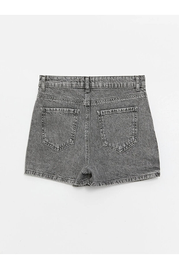 LCW ECO Kadın Standart Fit Düz Jean Şort Etek - 7