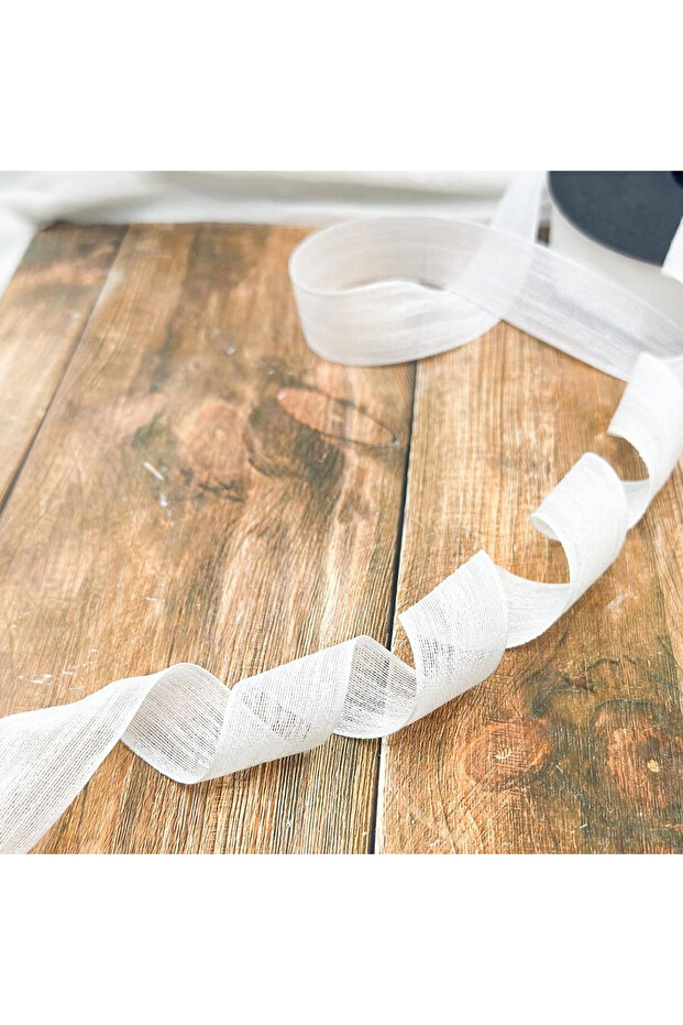 Nopel Linen Ribbon 2.5 Cm - 20 Meters White