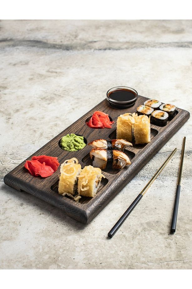 Ahşap Sushi Sunum Tabağı - Kahvaltılık Tabak - Kahvaltı Sunum - Tekila Sunum Set - Sunum Tabağı - 1