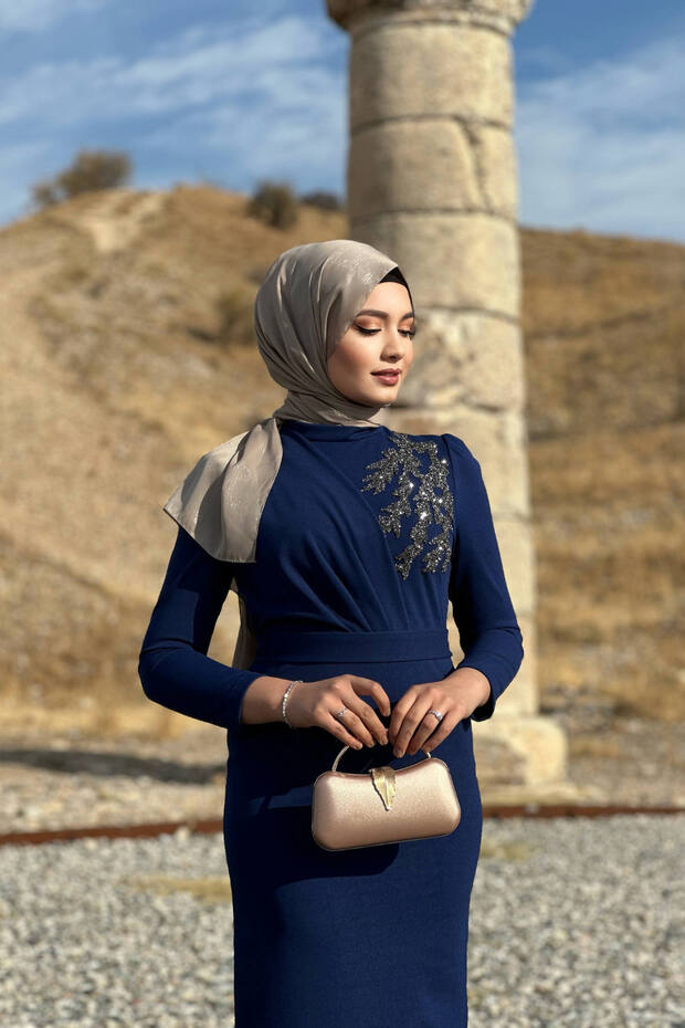 Orkide Abiye - Lacivert - 6