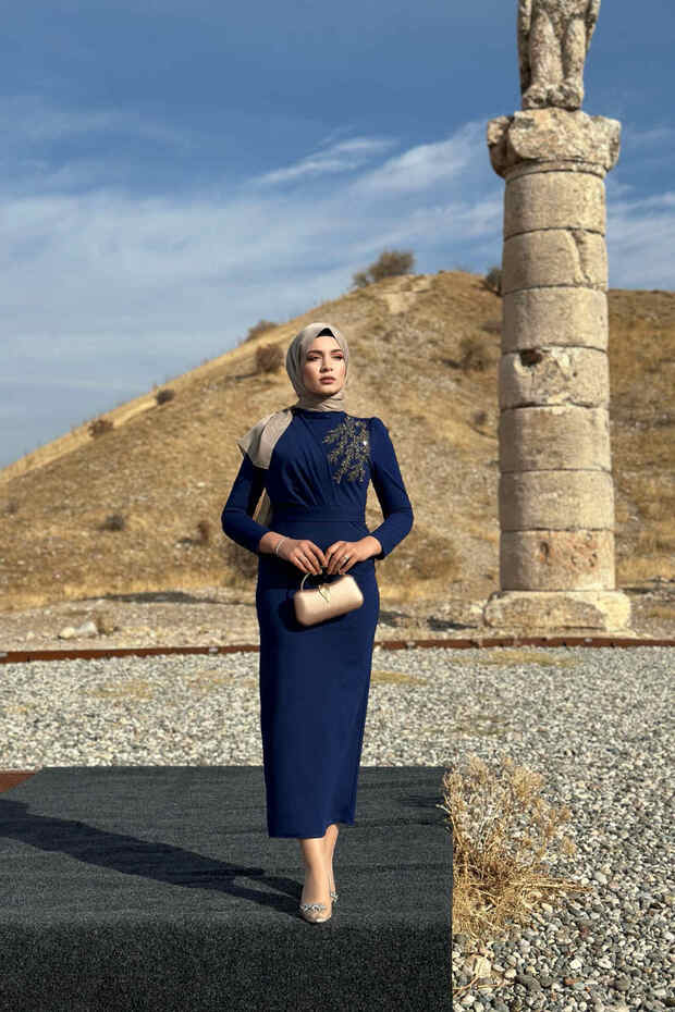 Orkide Abiye - Lacivert - 7