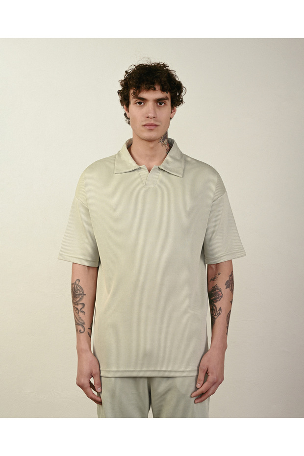 Erkek Oversize Yakalı Tshirt - 1