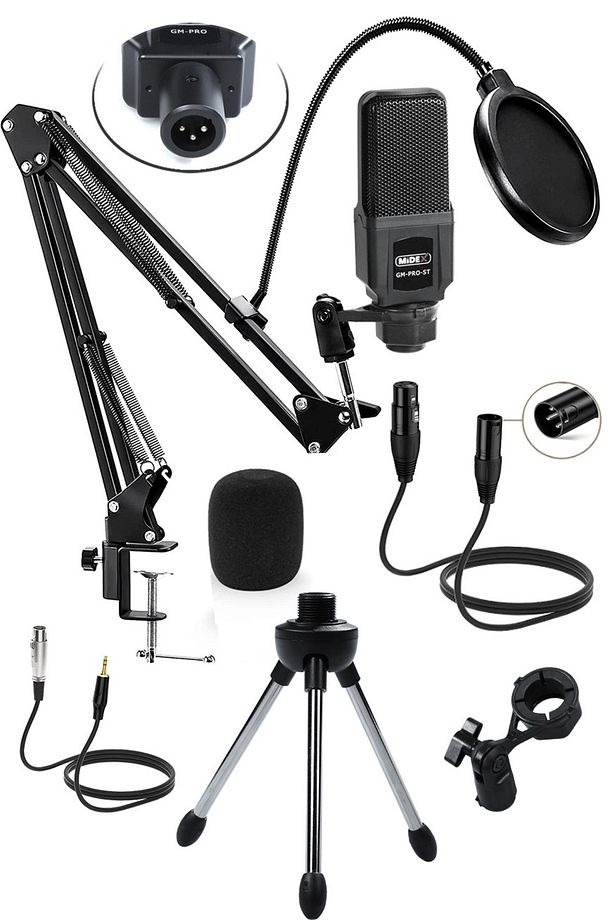 Gm-Pro-ST Profesyonel Condenser Stüdyo Kayıt Mikrofon Paketi - 2