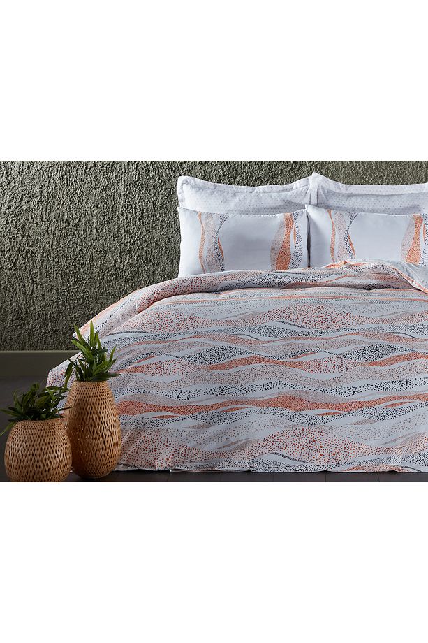 Polycotton Pamuklu Nevresim Takımı Lidya Tek Kişilik - Turuncu - 5