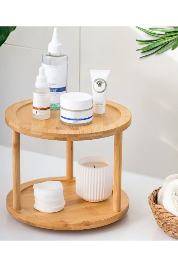 Bamboo Rotating Serving Rack Rotating Stand Rotating Spice Rack - 5